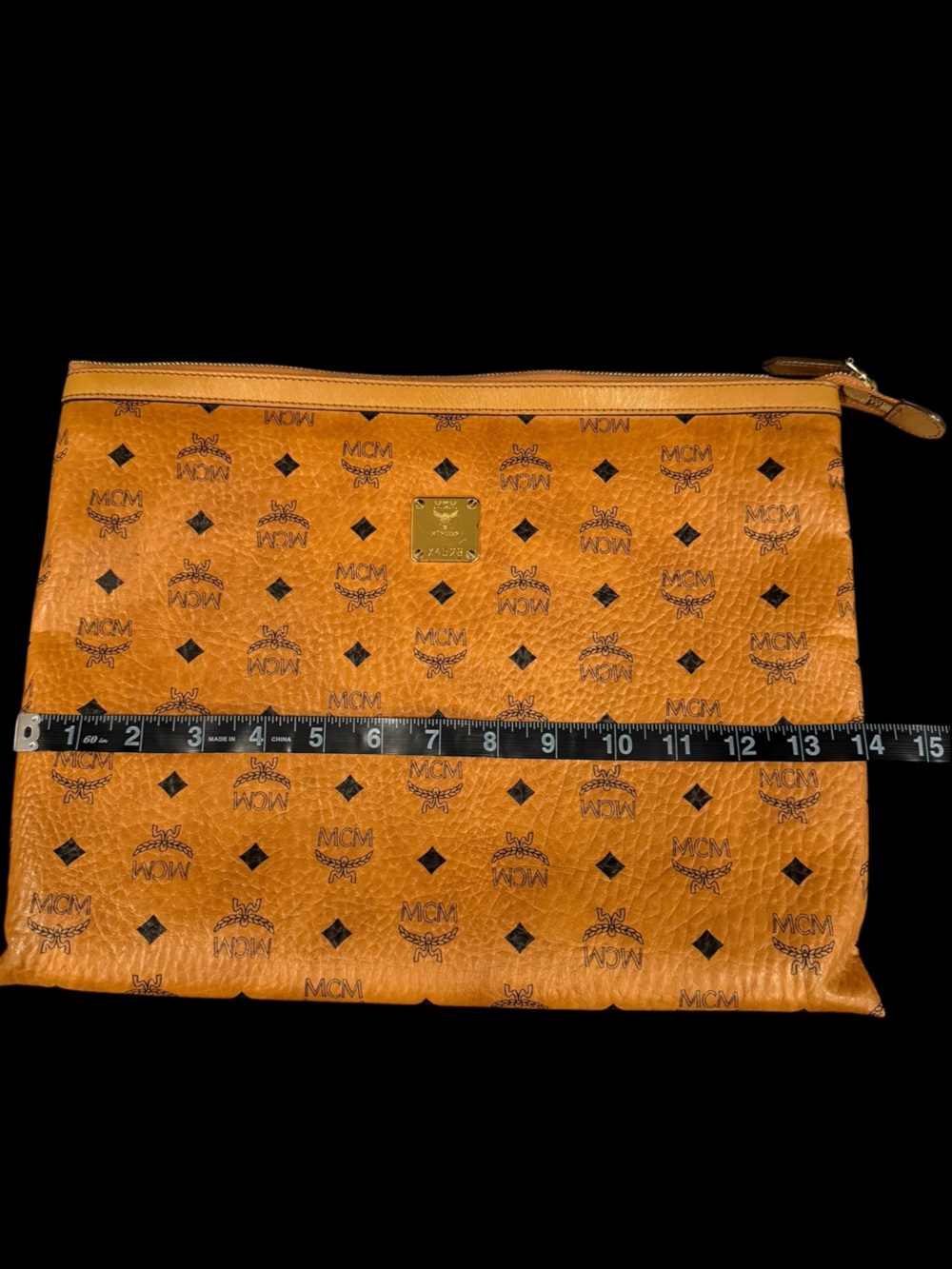 MCM Heritage Cognac Visetos Portfolio Document Case Zip Pouch - Picture 9 of 10